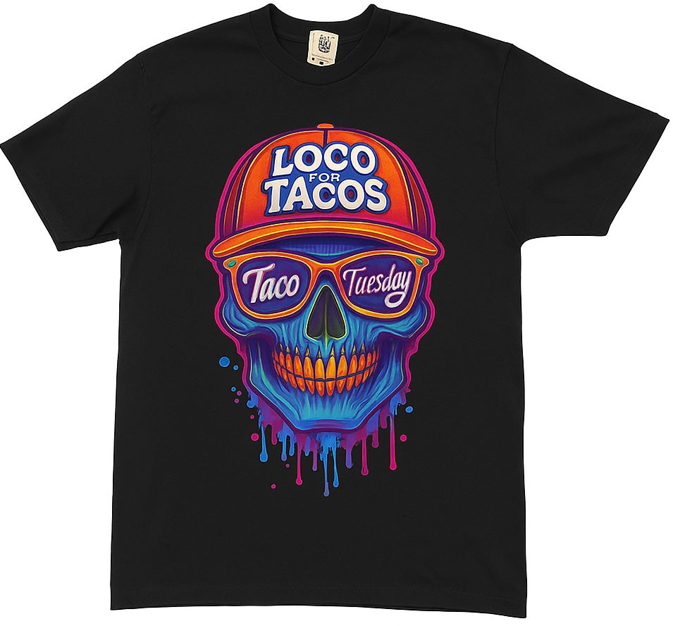 Taco Tuesday T-Shirt Collection–Colorful Sugar Skull-Comfort Colors